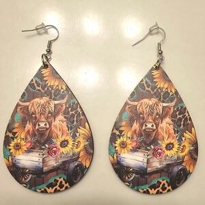 Cow Print Teardrop Earrings